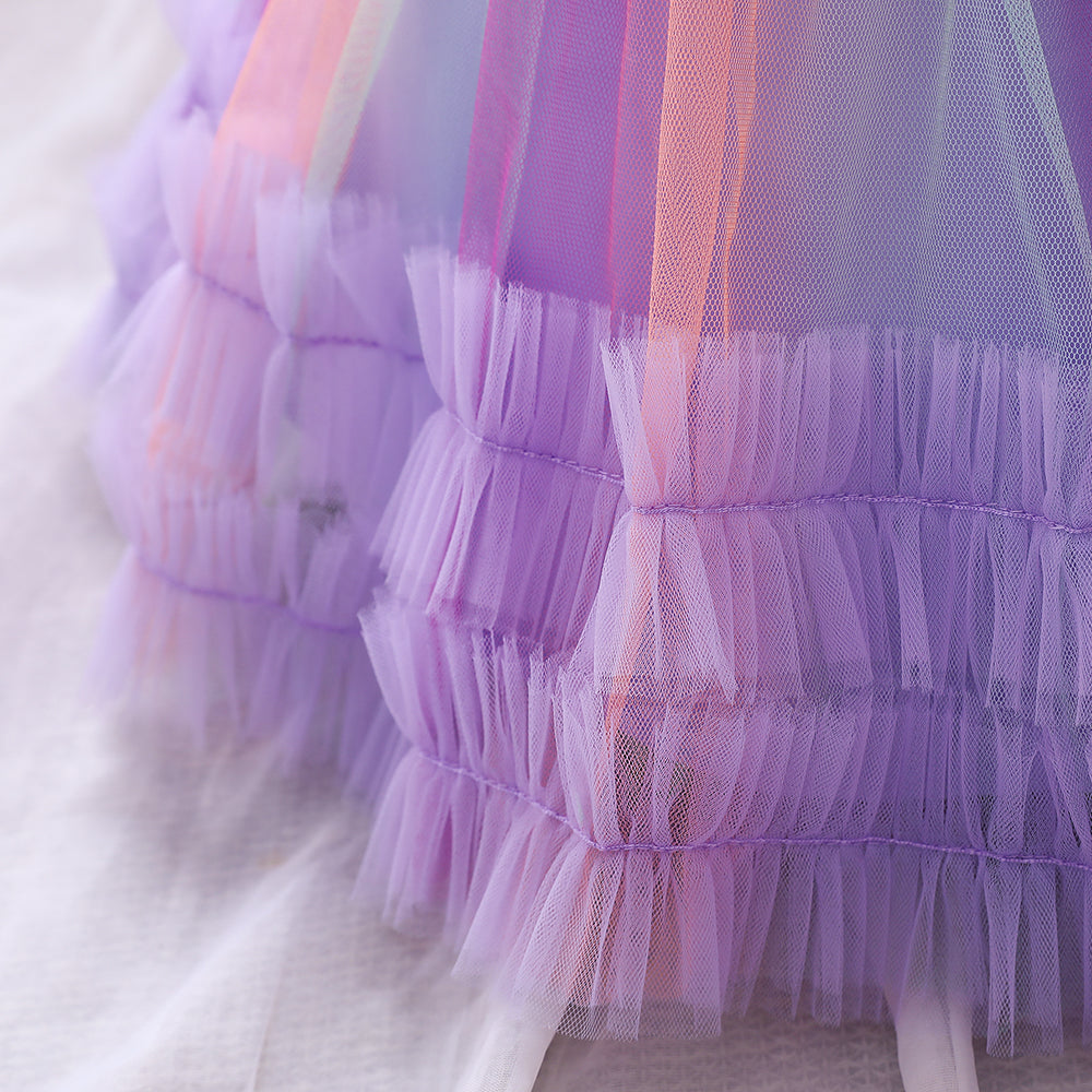 Girls Purple Ruffled Fit & Flare Dress