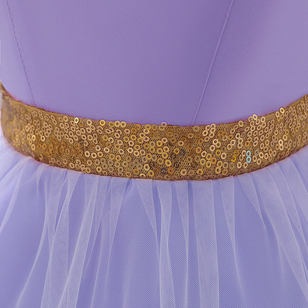 Girls Purple Floral Embroidered Bow Fit & Flare Midi Dress