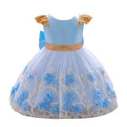 Girls Floral Embroidered Lace Fit & Flare Midi Dress