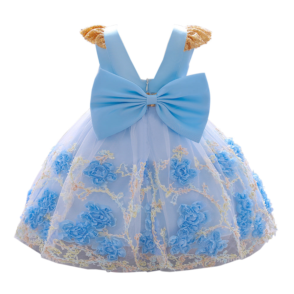 Girls Floral Embroidered Lace Fit & Flare Midi Dress