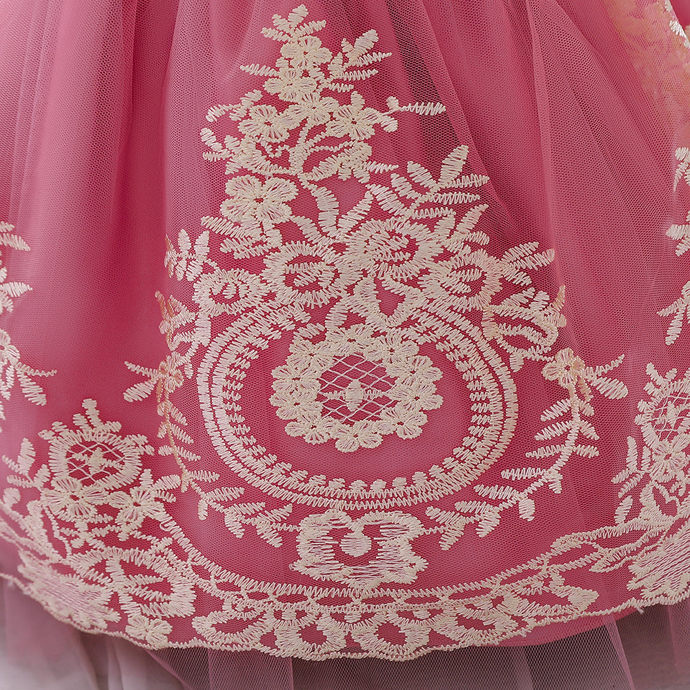 Girls Pink & White Bohemian Self Design Bow Detail Balloon Dress With Hairband