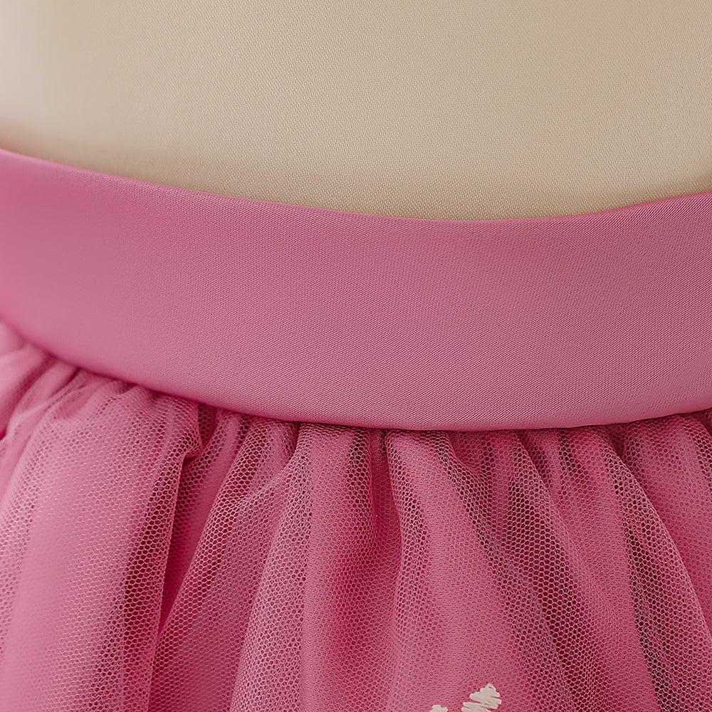 Girls Pink & White Bohemian Self Design Bow Detail Balloon Dress With Hairband