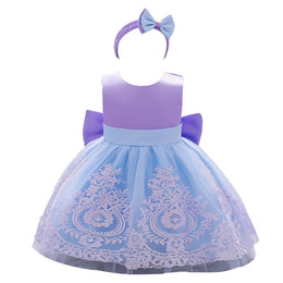 Girls Colourblocked Fit & Flare Mini Dress With Hairband