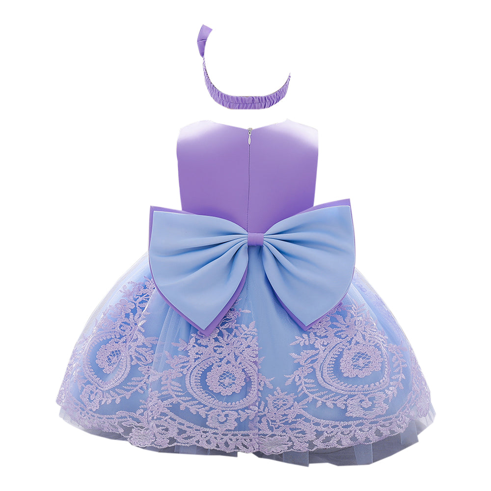Girls Colourblocked Fit & Flare Mini Dress With Hairband