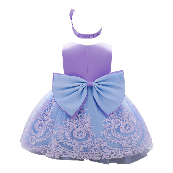 Girls Colourblocked Fit & Flare Mini Dress With Hairband