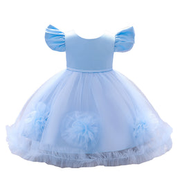 Blue Self Design Fit & Flare Dress