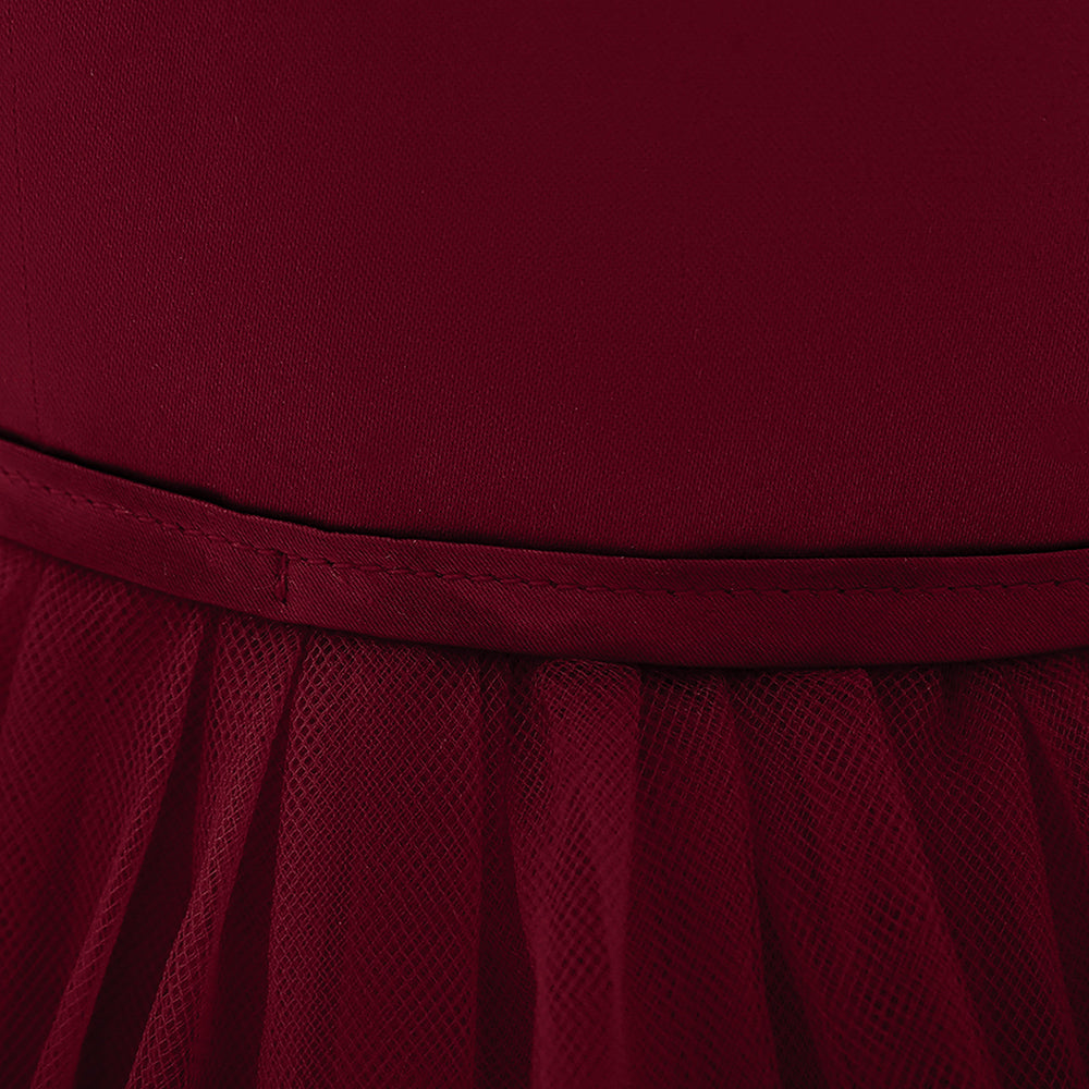 Maroon & blood red Flutter Sleeve Applique Fit & Flare Midi Dress