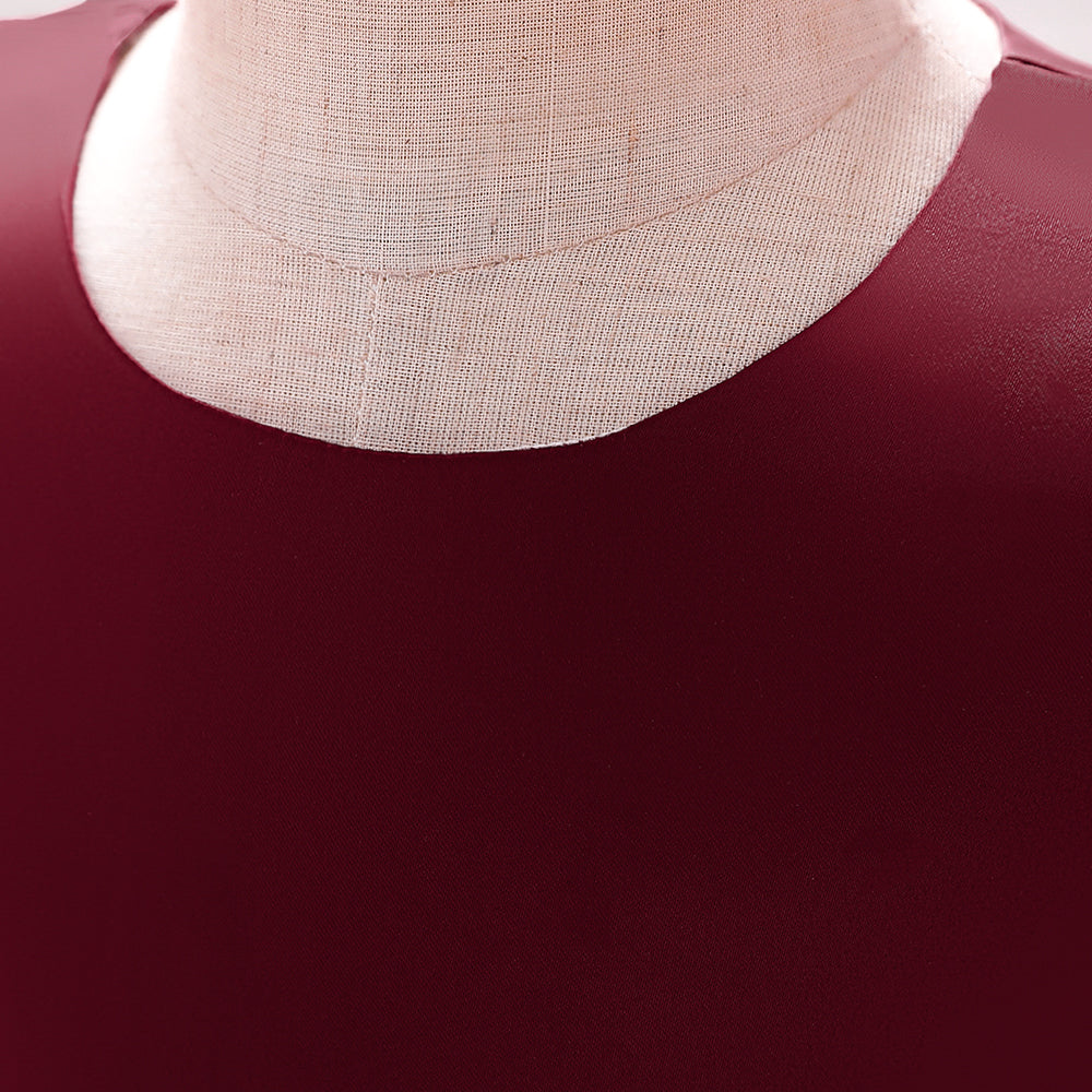 Maroon & blood red Flutter Sleeve Applique Fit & Flare Midi Dress