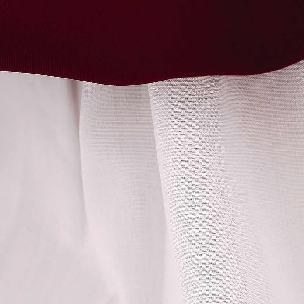 Maroon & blood red Flutter Sleeve Applique Fit & Flare Midi Dress