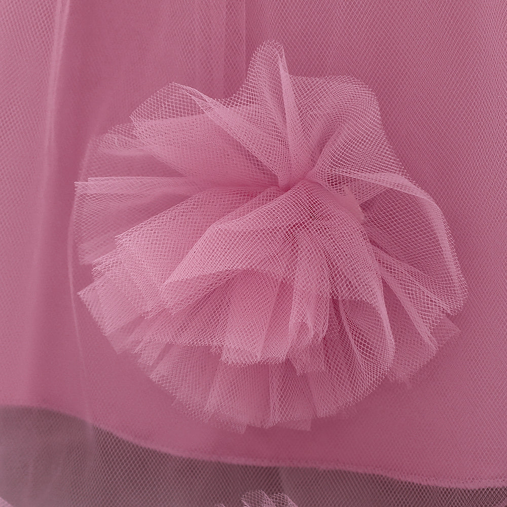 Pink Infant Girls Flutter Sleeves Corsage Balloon Dress