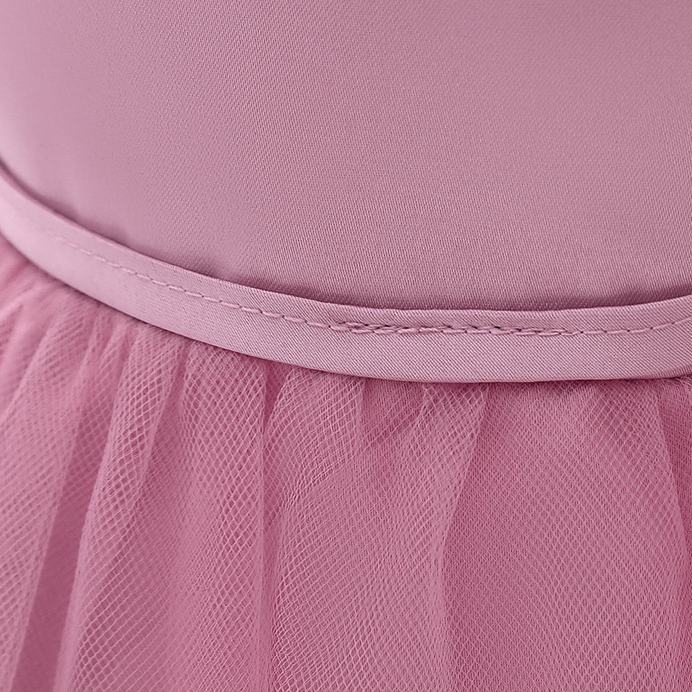 Pink Infant Girls Flutter Sleeves Corsage Balloon Dress