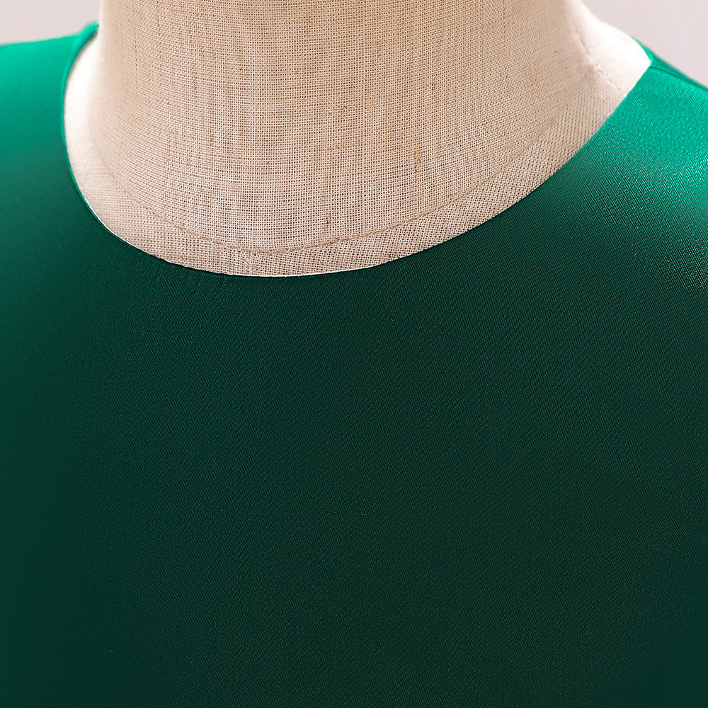 Girls Green Flutter Sleeve Ruffles Fit & Flare Dress