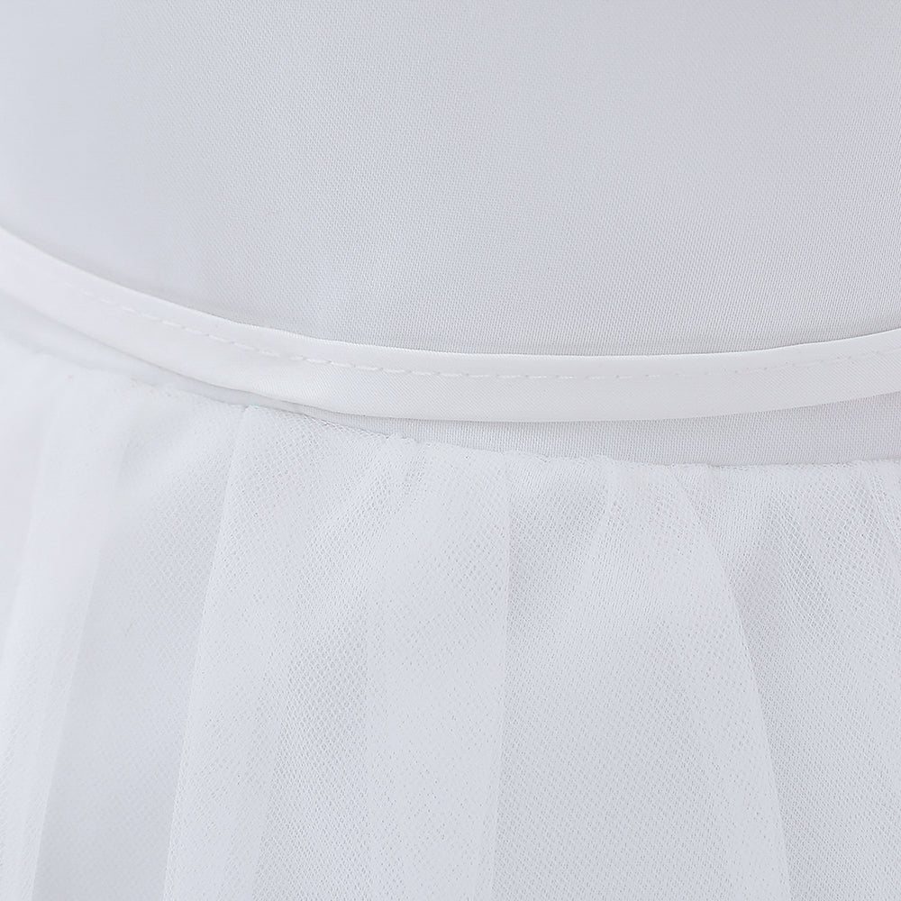 Girls White Flutter Sleeves Ruffled Fit & Flare Dress