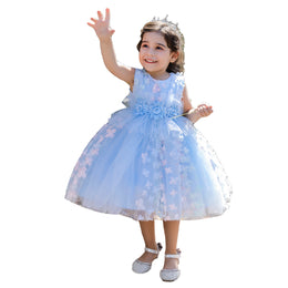 Blue Floral Applique Fit & Flare Dress