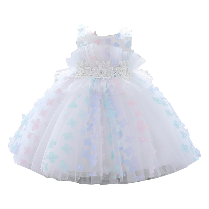 White Embellished Self Design Flared Fit & Flare Dress