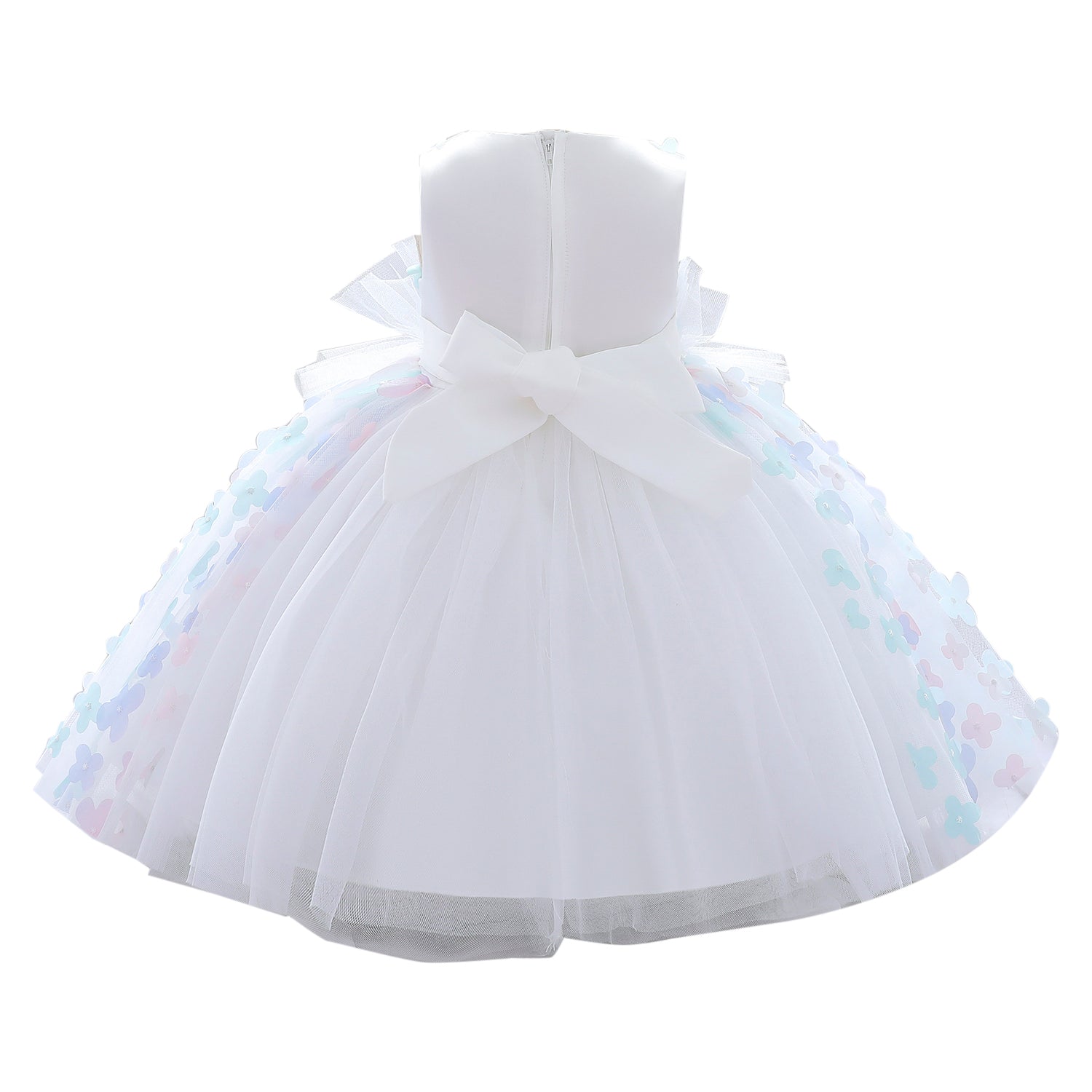 White Embellished Self Design Flared Fit & Flare Dress