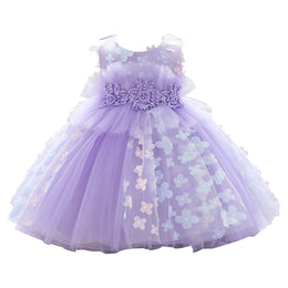 Purple & blue bell Floral Embroidered Fit & Flare Dress