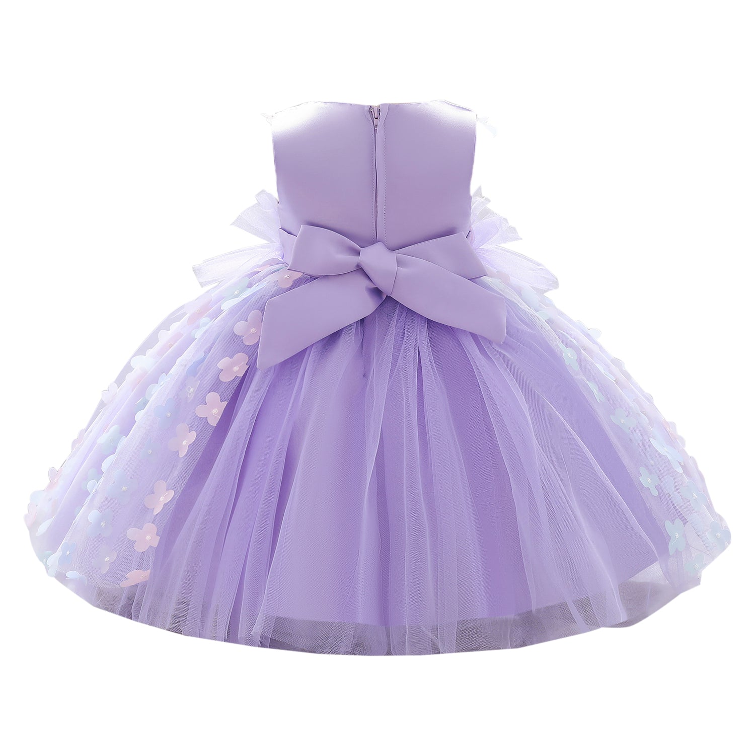 Purple & blue bell Floral Embroidered Fit & Flare Dress