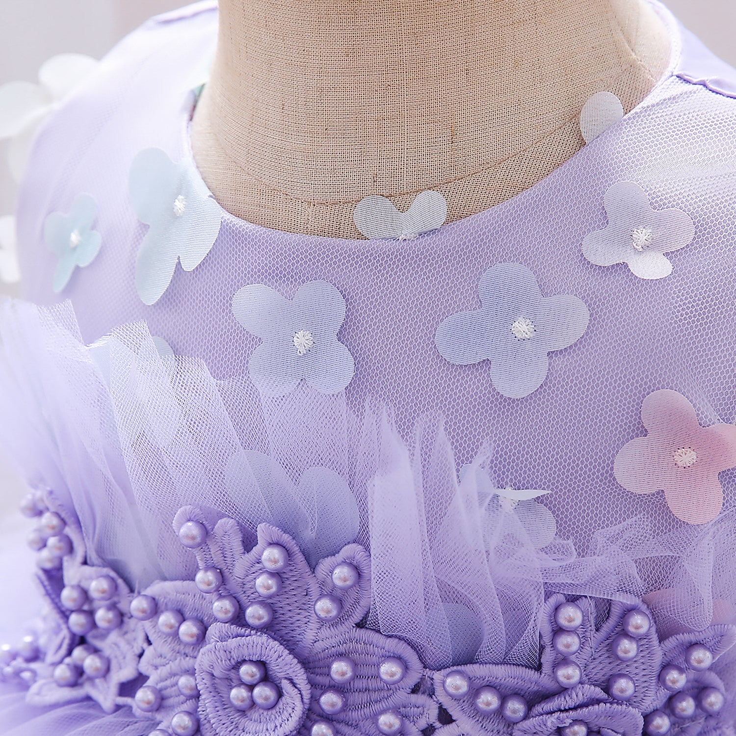 Purple & blue bell Floral Embroidered Fit & Flare Dress