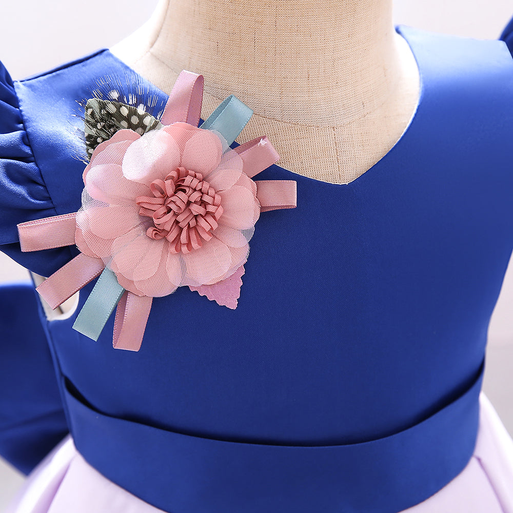 Blue & White Floral Printed Fit & Flare Dress