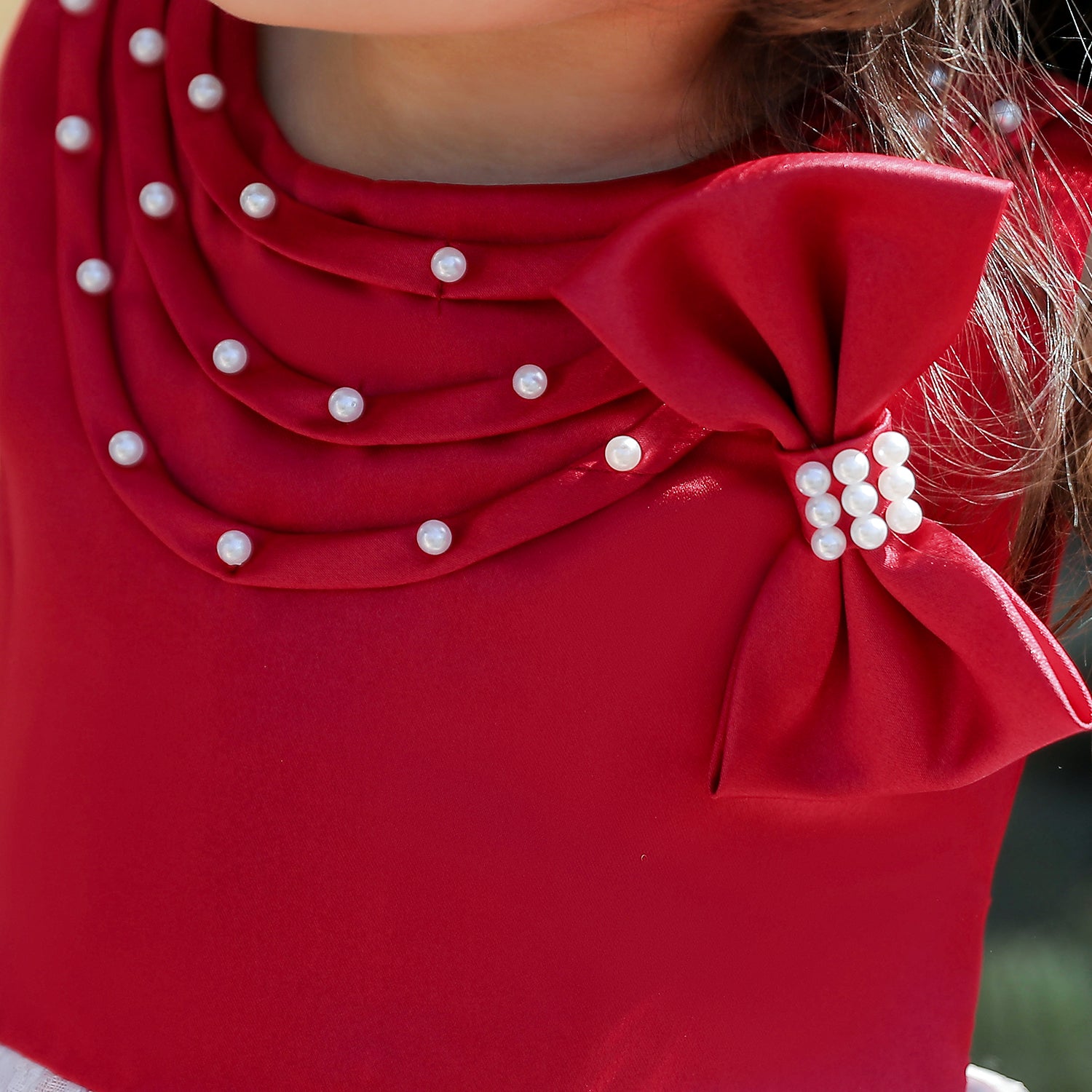 Girls Red Self Design Fit & Flare Midi Dress