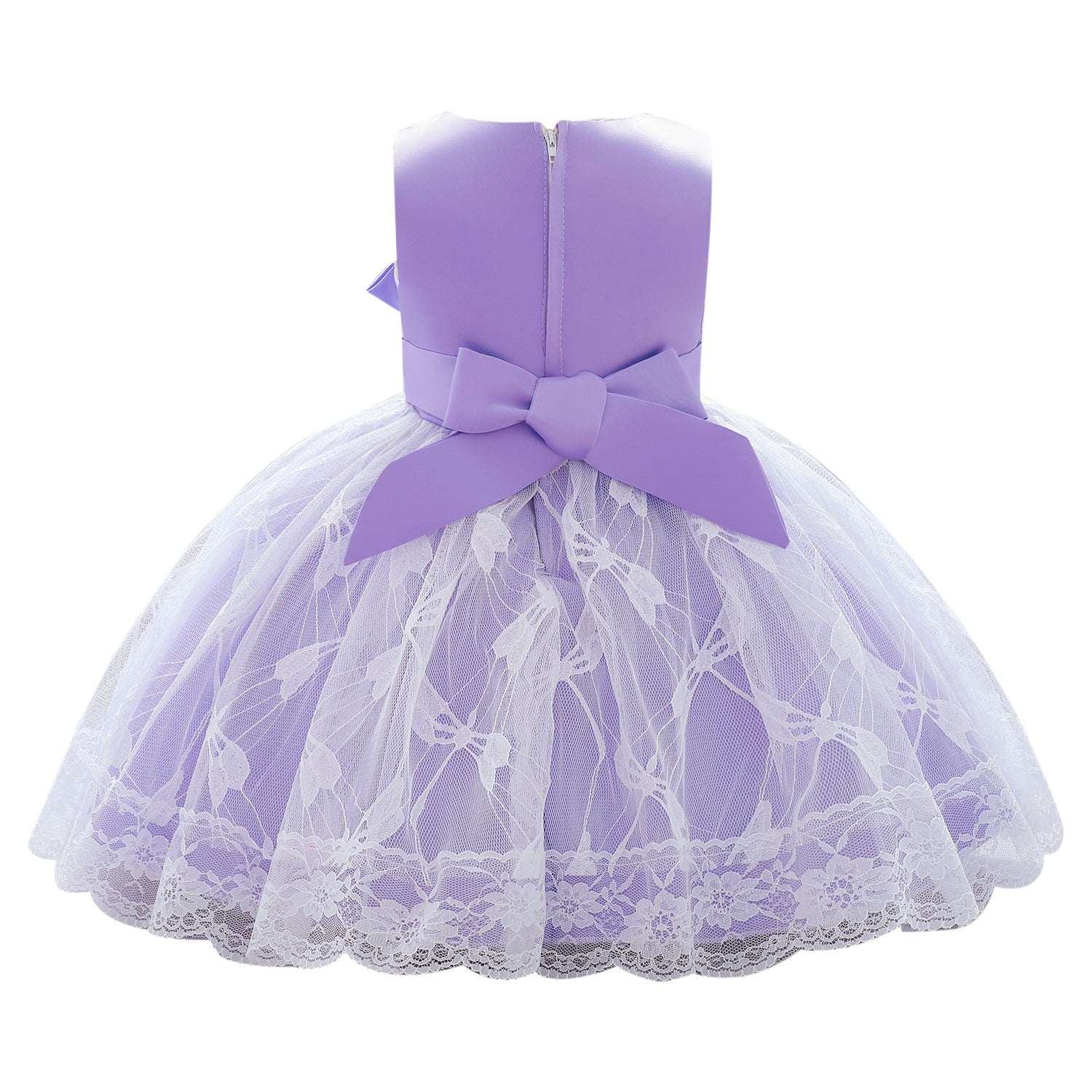 Girls Purple Embellished Round Neck Fit & Flare Dress