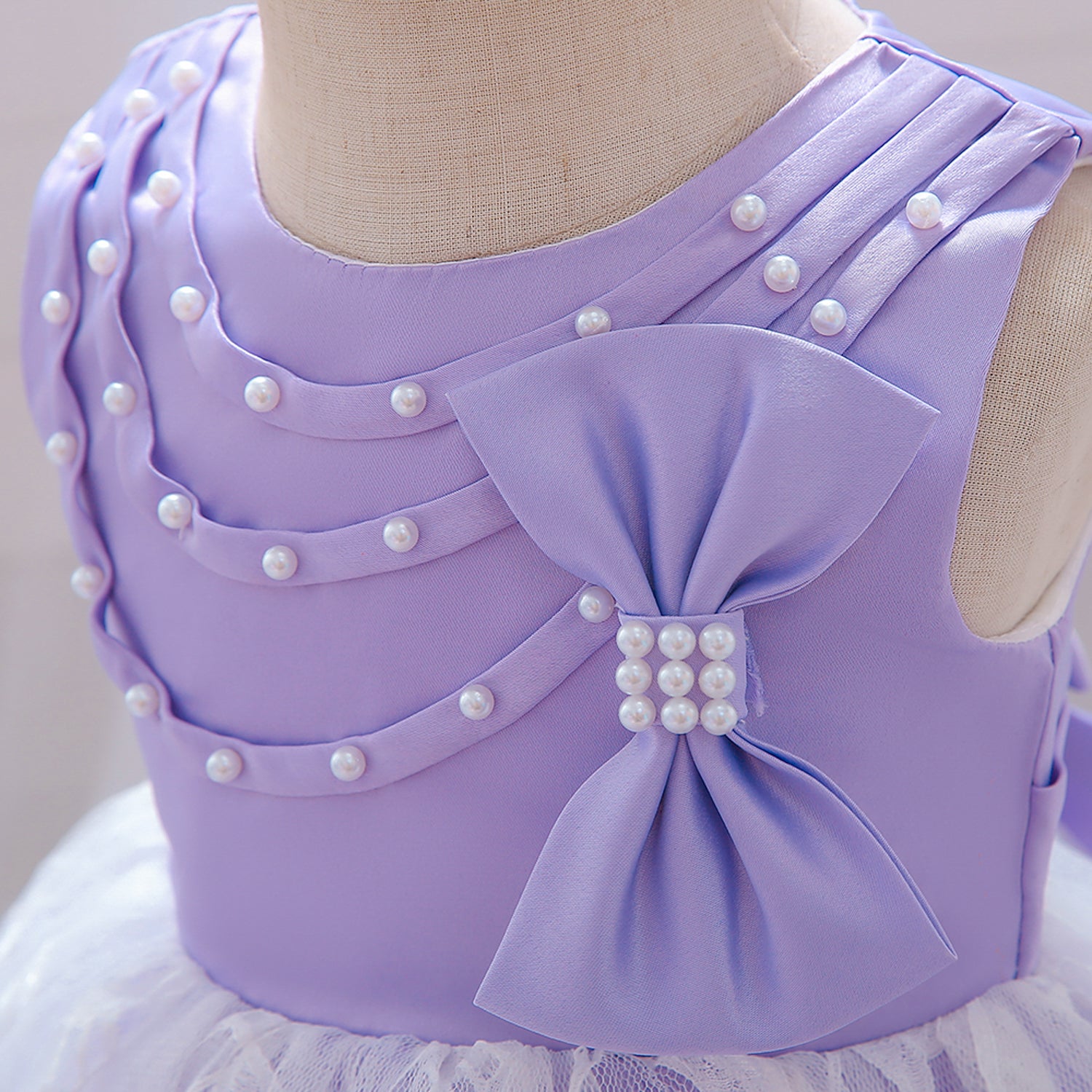 Girls Purple Embellished Round Neck Fit & Flare Dress