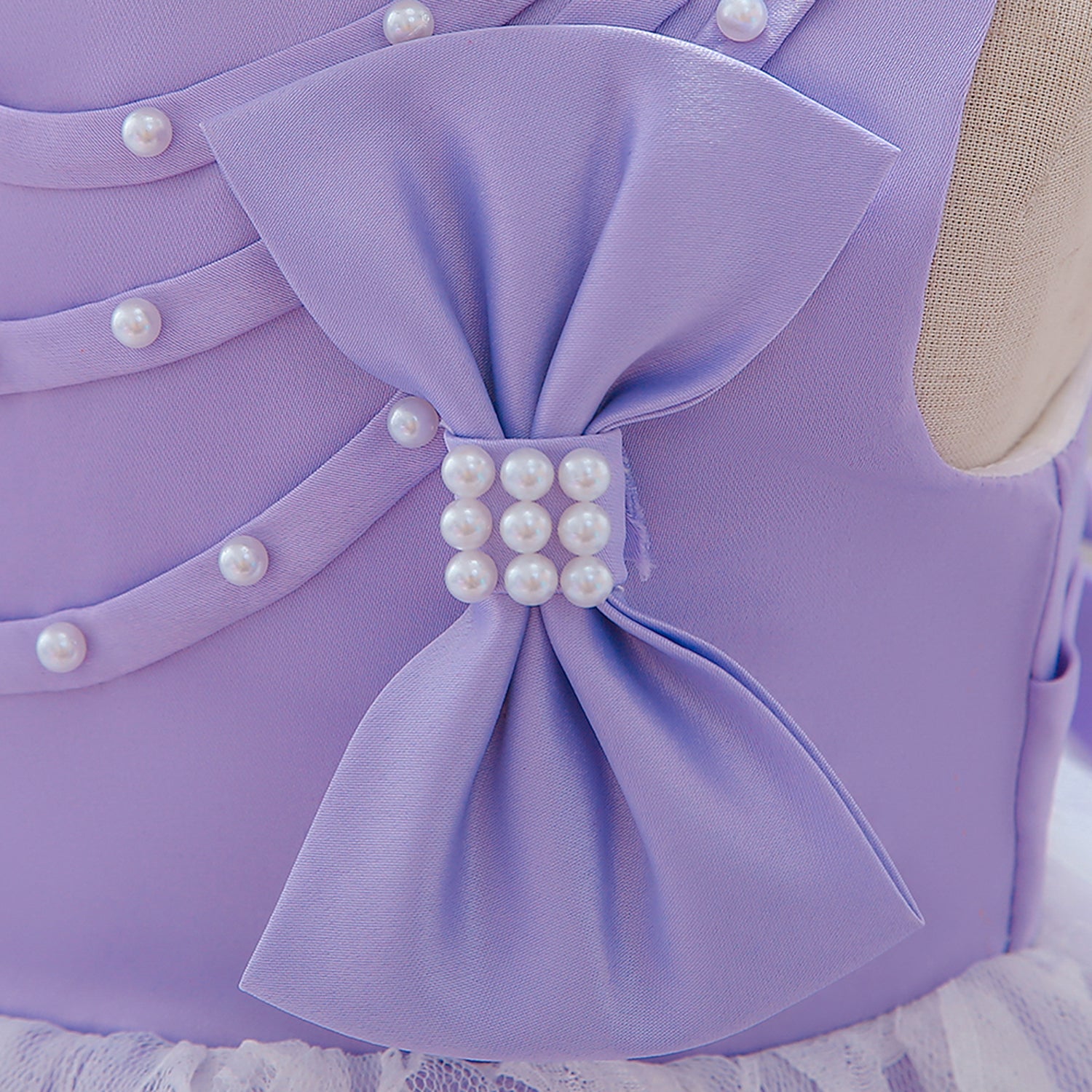 Girls Purple Embellished Round Neck Fit & Flare Dress