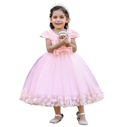 Pink & languid lavender Floral Embroidered Applique Fit & Flare Maxi Dress