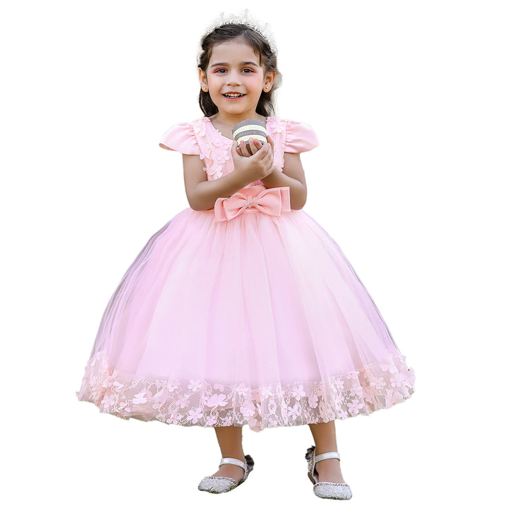 Pink & languid lavender Floral Embroidered Applique Fit & Flare Maxi Dress