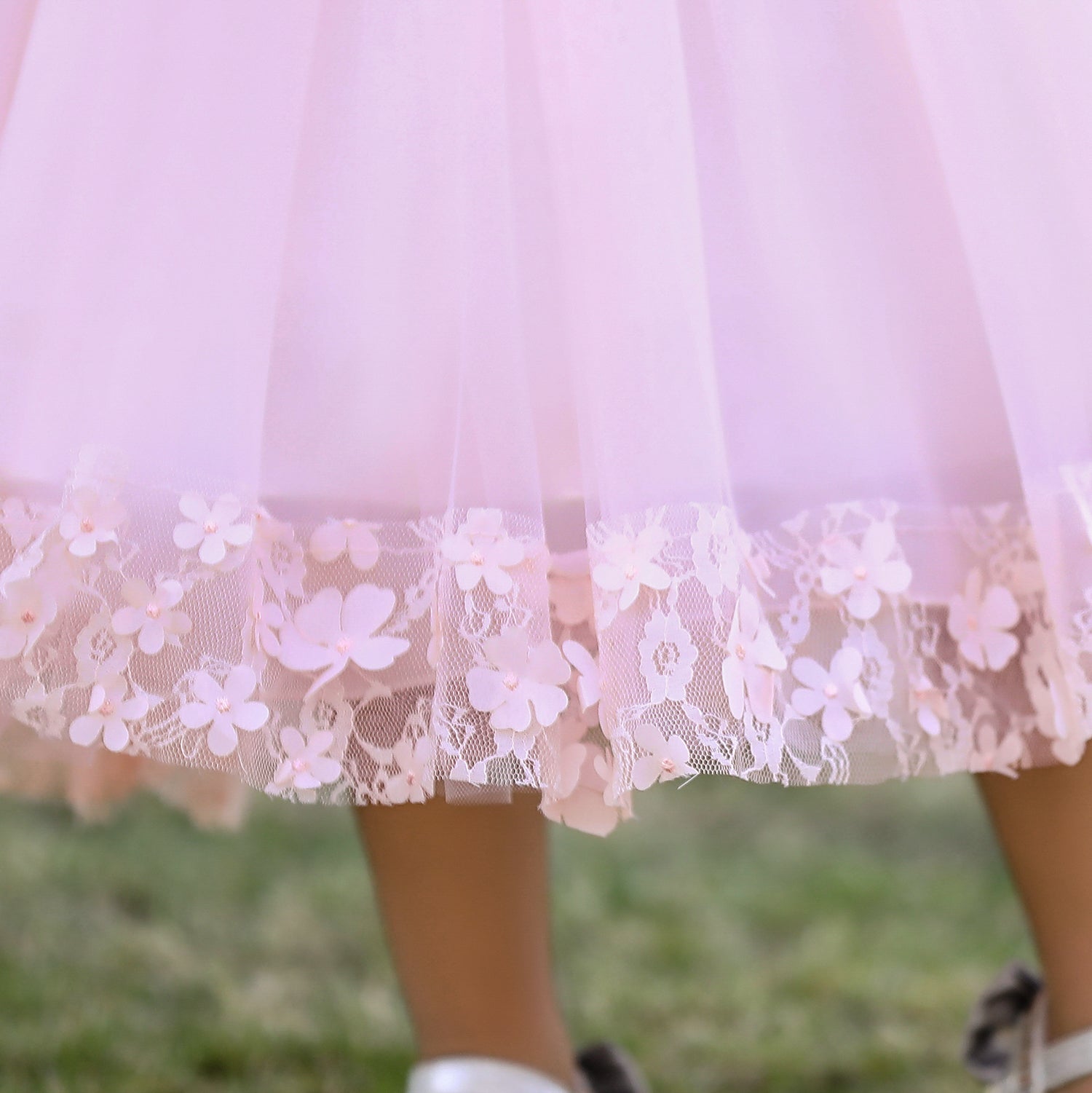 Pink & languid lavender Floral Embroidered Applique Fit & Flare Maxi Dress