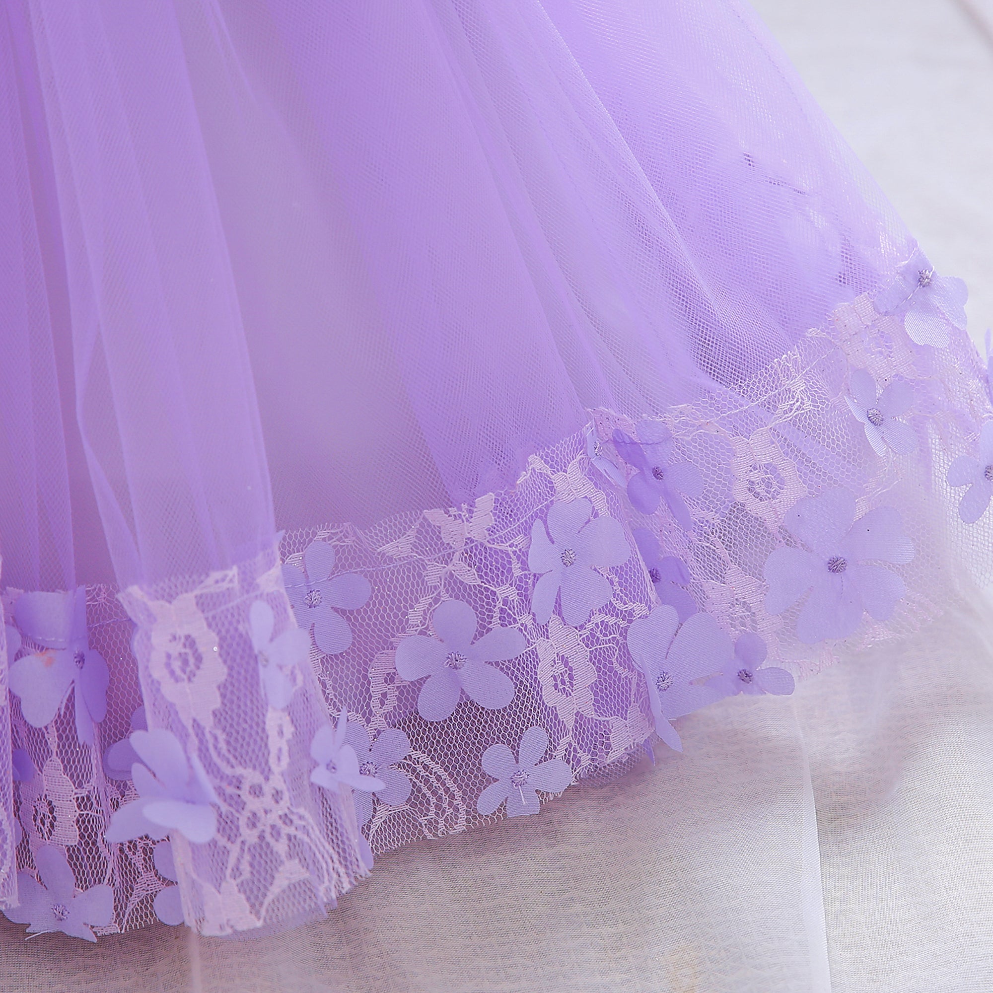 Girls Embellished Puff Sleeve Bow Fit & Flare Dress