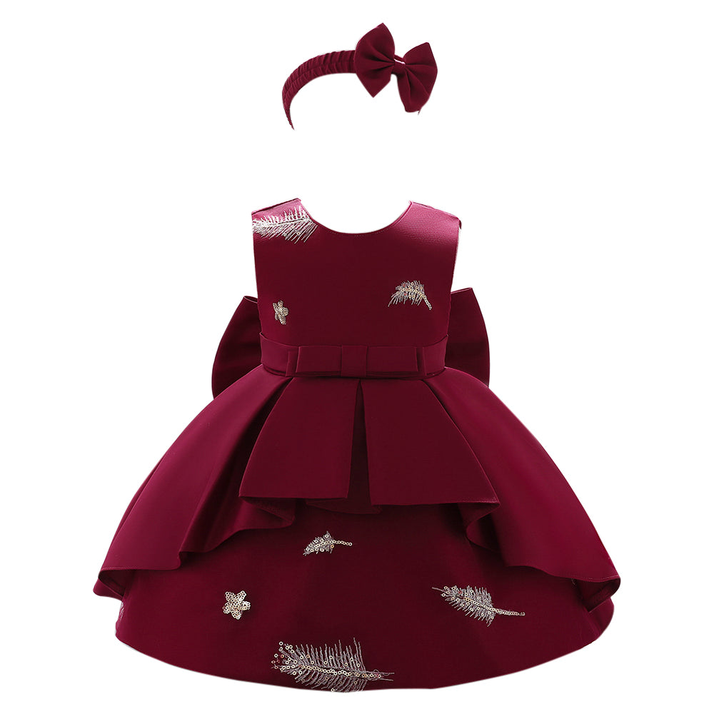 Maroon Embellished Fit & Flare Party Dress