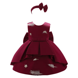 Maroon Embellished Fit & Flare Party Dress