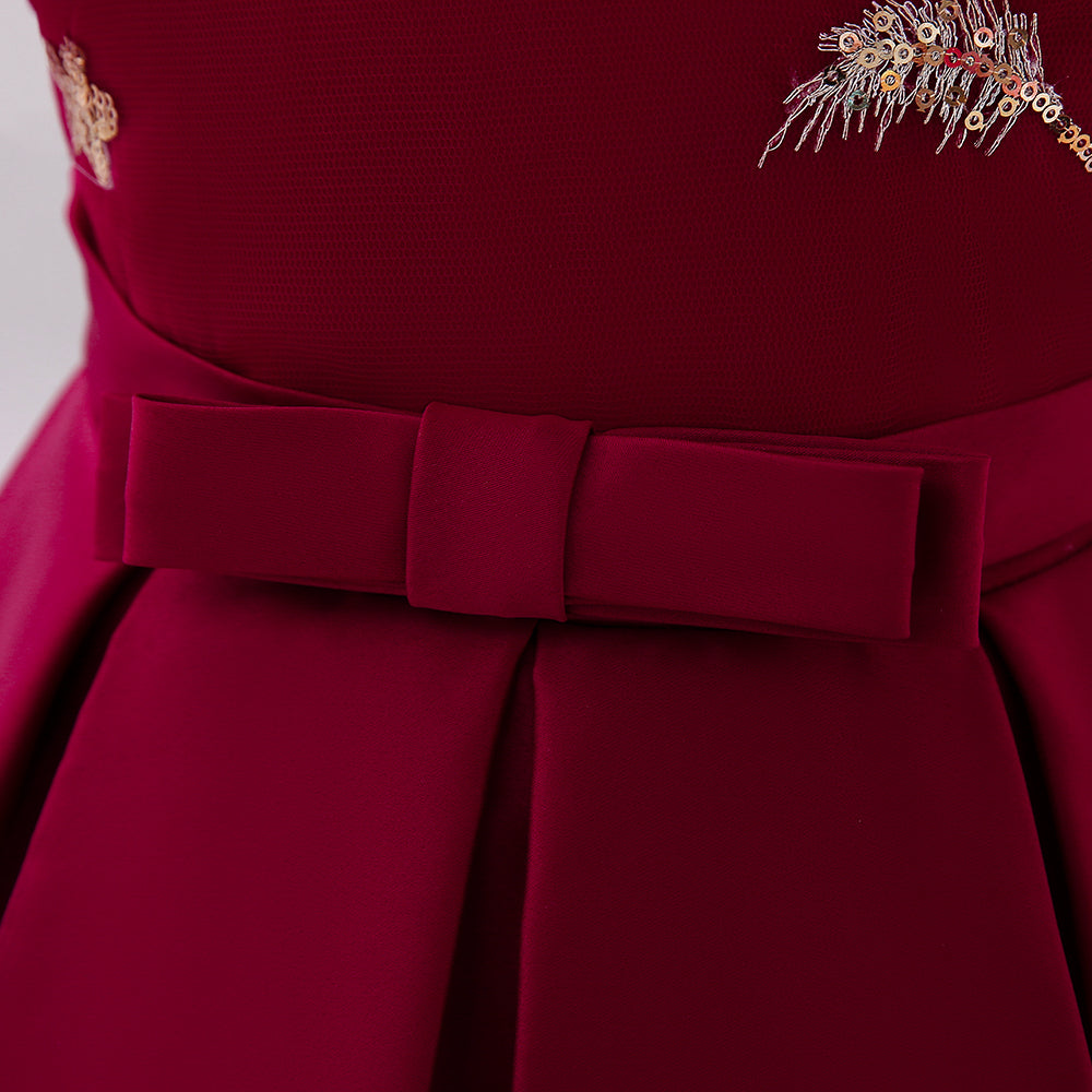 Maroon Embellished Fit & Flare Party Dress