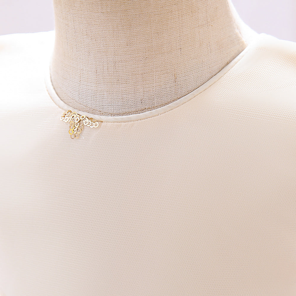 Girls Champagne-Coloured Embellished Pleated Balloon Dress with Hairband
