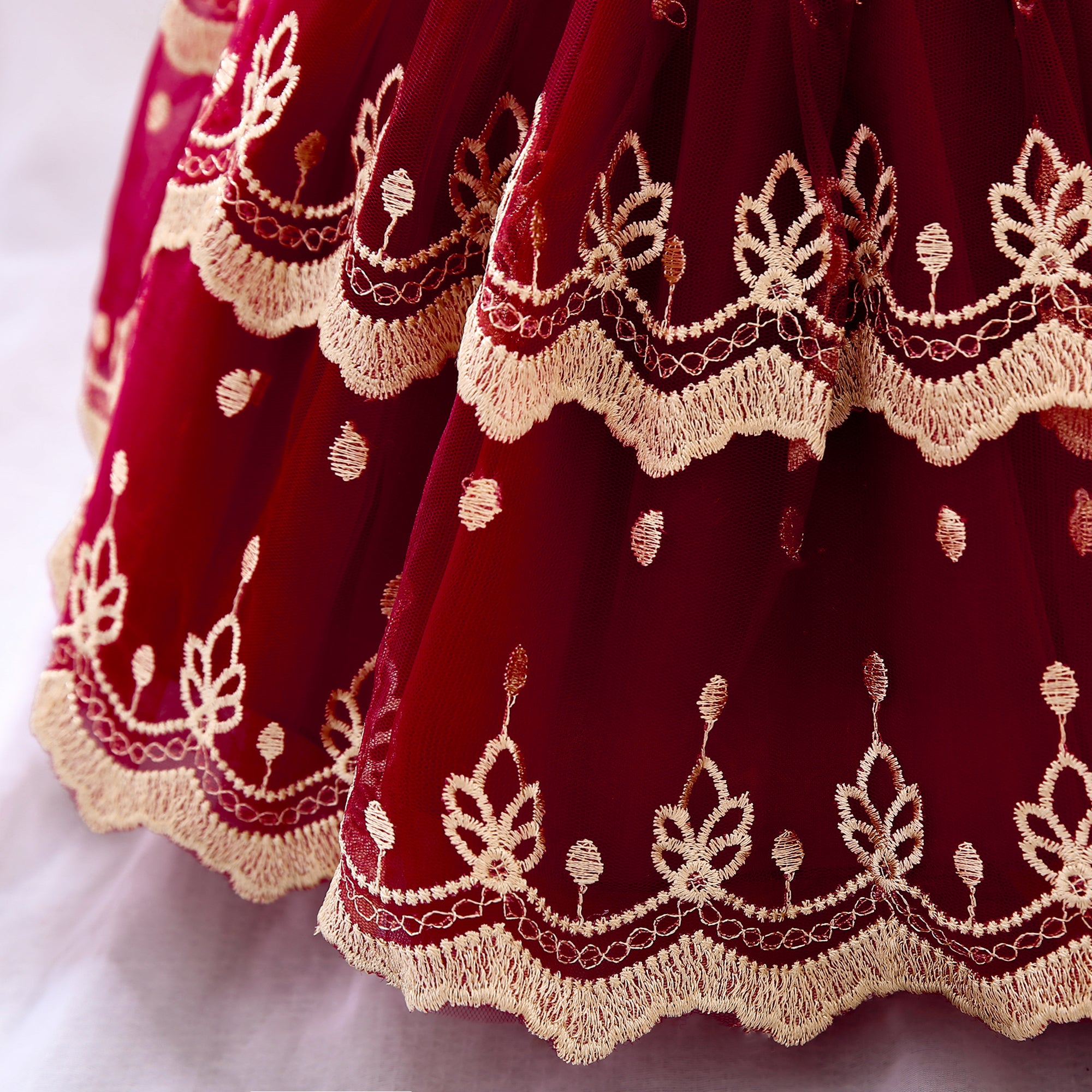 Maroon & Gold-Toned Ethnic Motifs Fit & Flare Dress