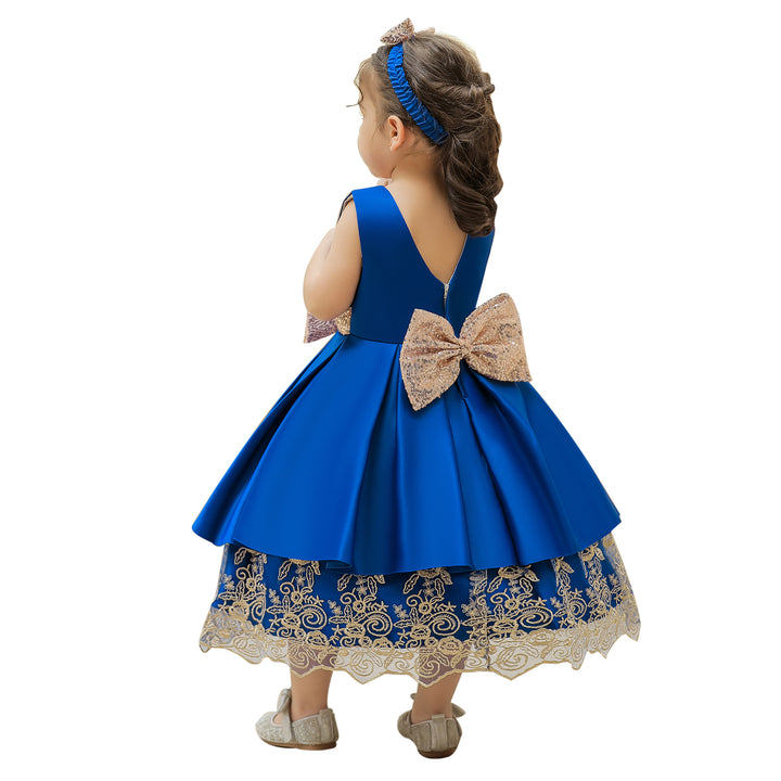 Blue & midnight blue Floral Embroidered Fit & Flare Maxi Dress
