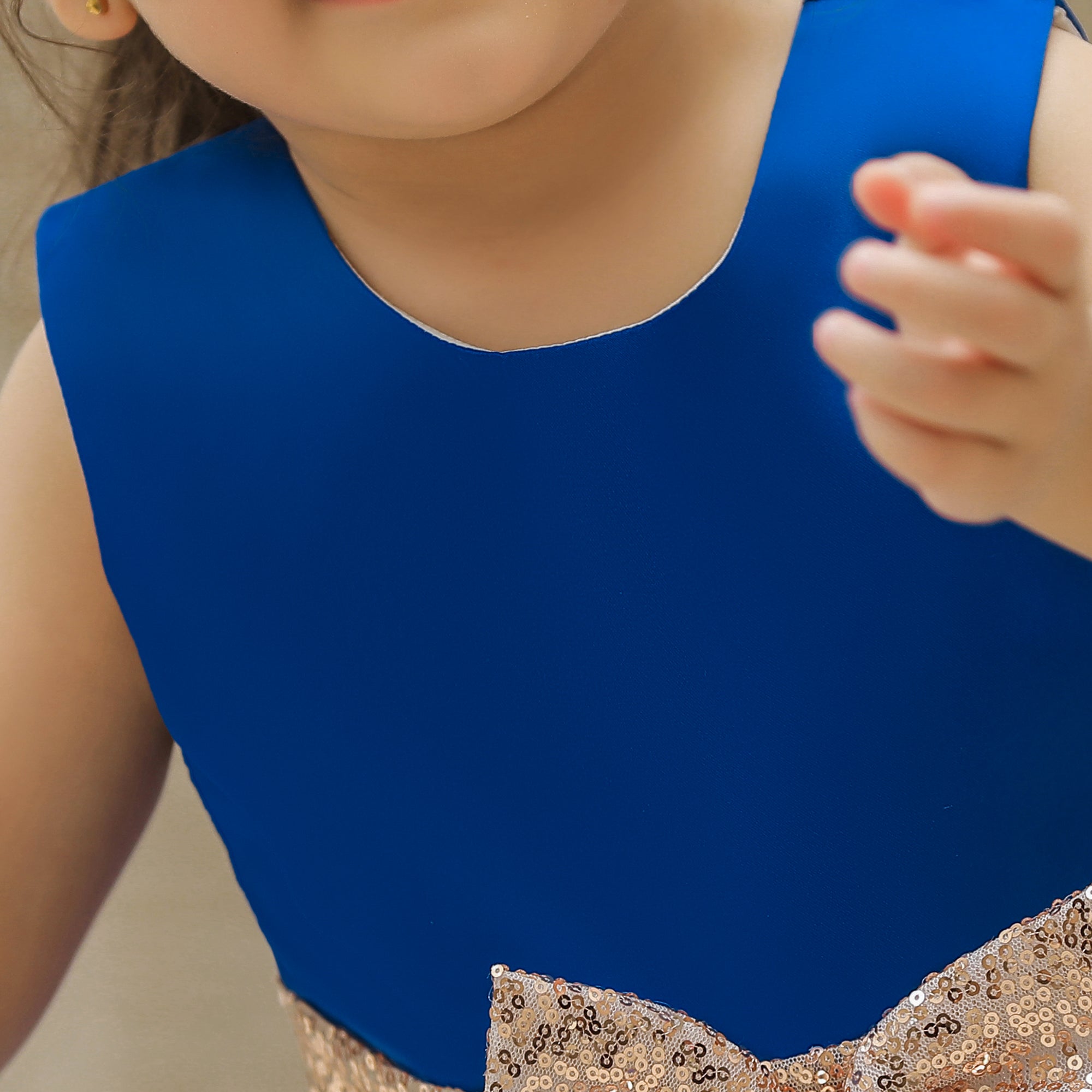 Blue & midnight blue Floral Embroidered Fit & Flare Maxi Dress