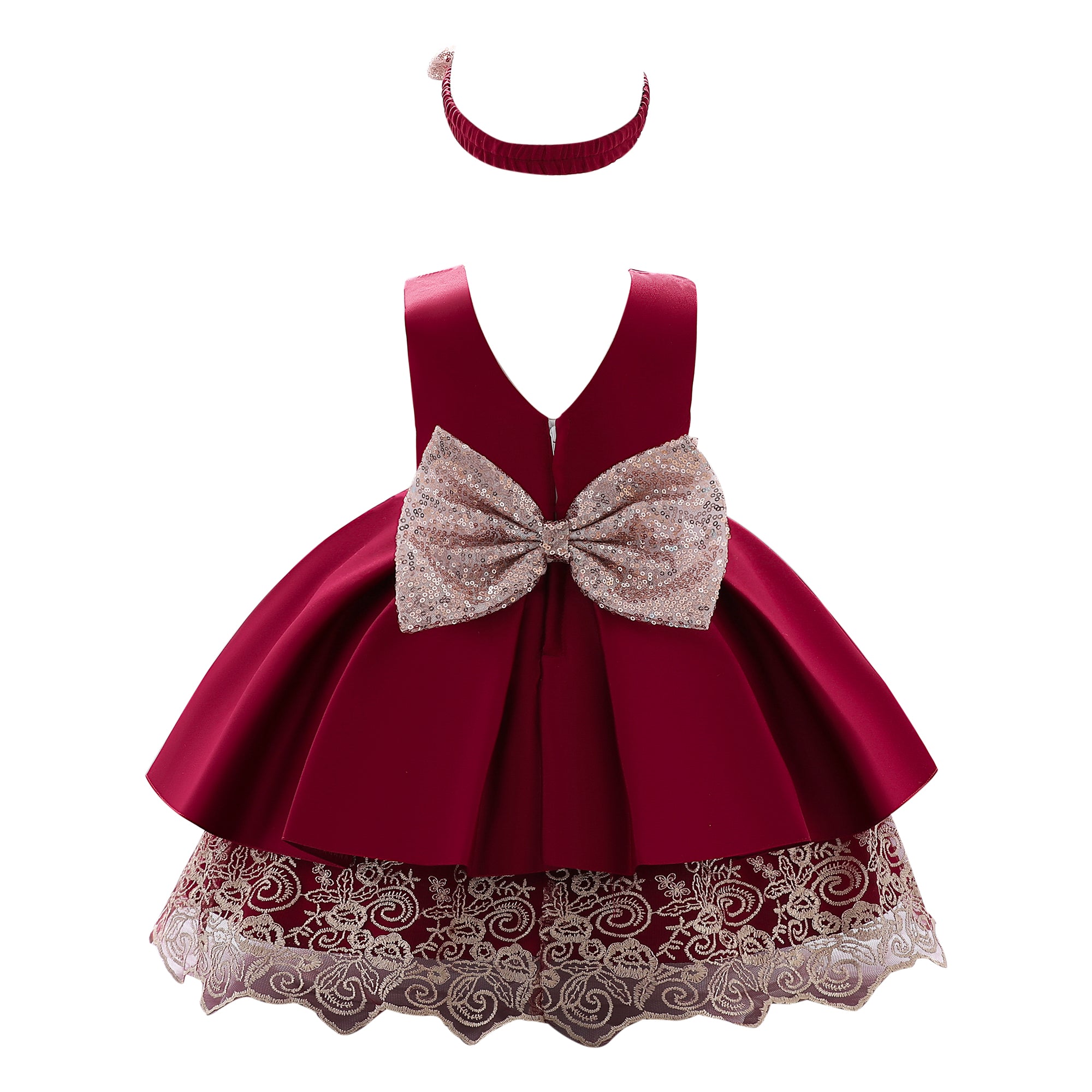 Maroon Round Neck Fit & Flare Dress