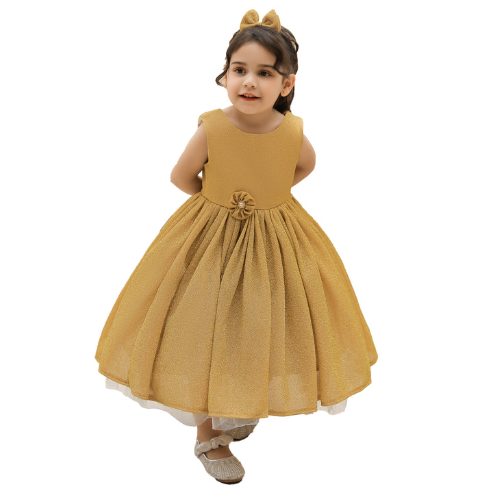 Yellow Round Neck Fit & Flare Maxi Dress