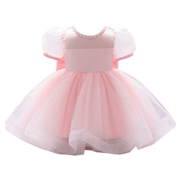 Girls Pink Bow Detailed Balloon Dress