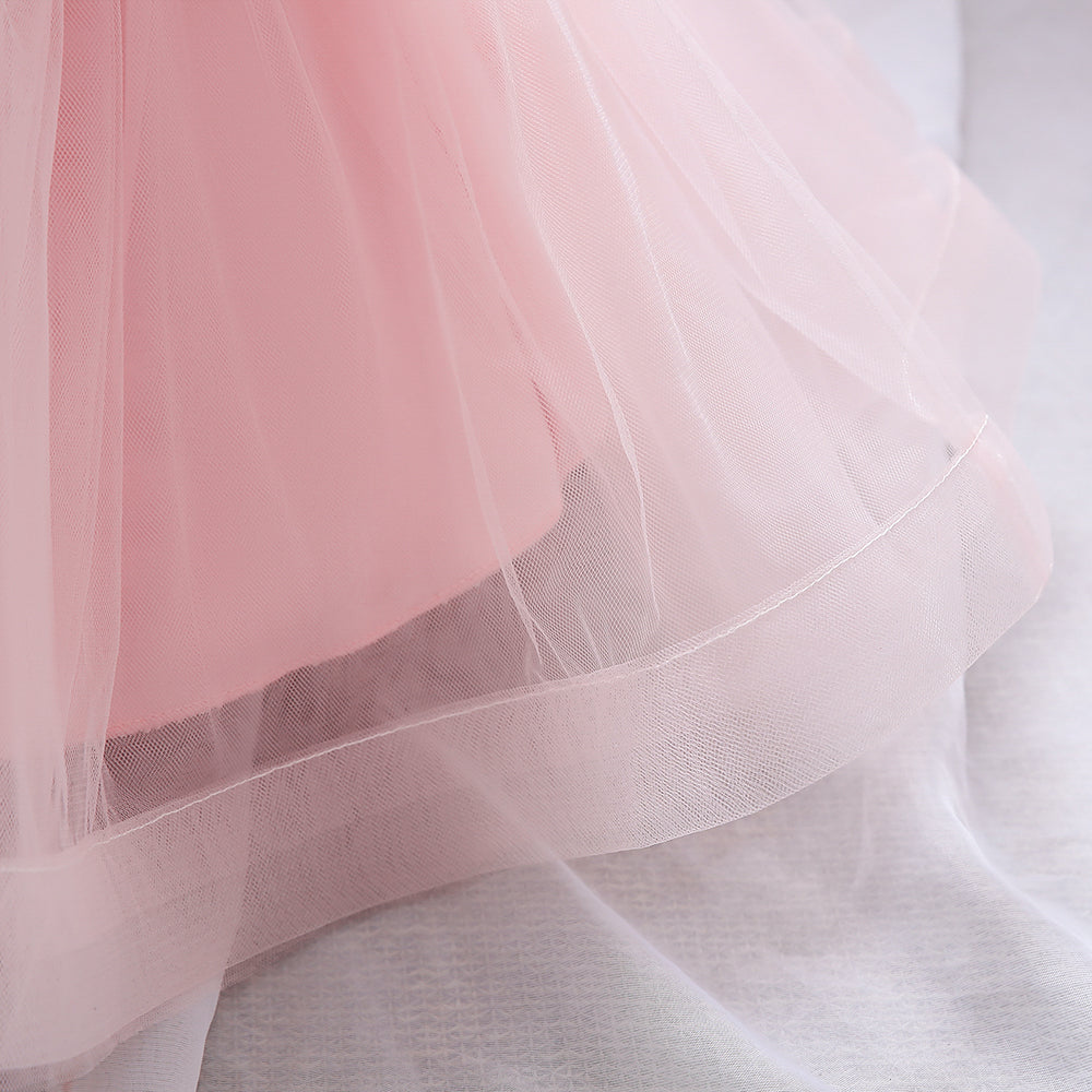 Girls Pink Bow Detailed Balloon Dress