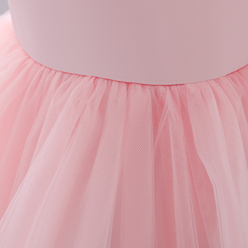 Girls Pink Bow Detailed Balloon Dress