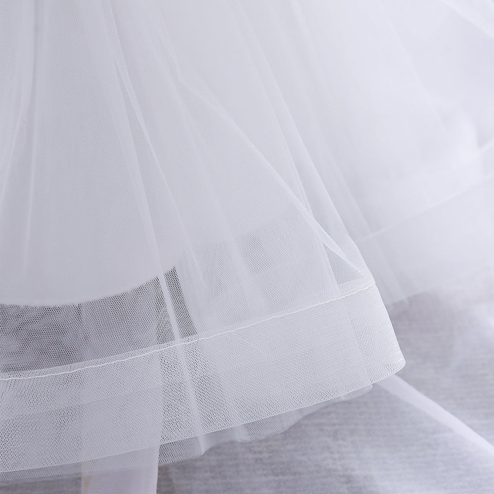 White & gray lilac Puff Sleeve Fit & Flare Dress