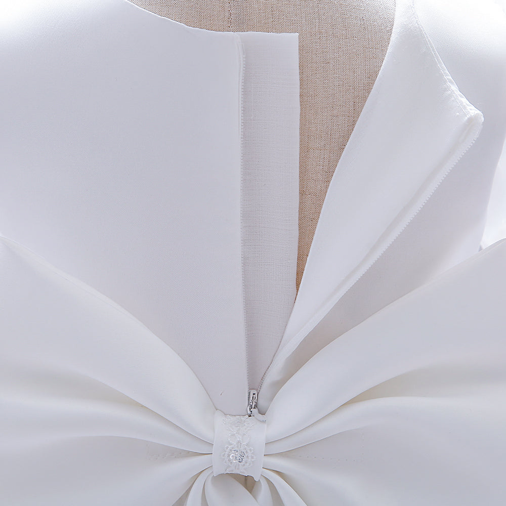 White & gray lilac Puff Sleeve Fit & Flare Dress