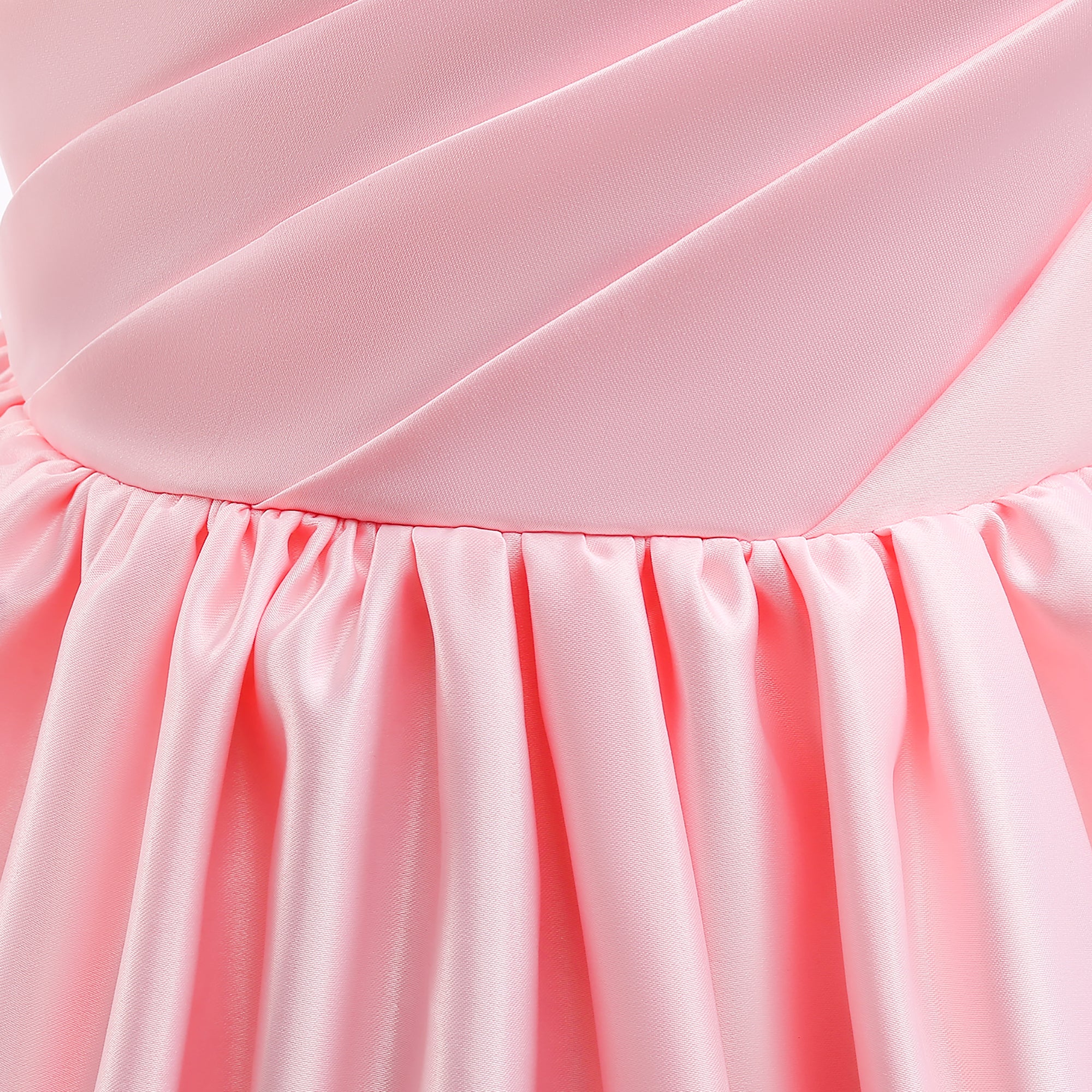Girls Pink Puff Sleeves Gathered or Pleated Fit & Flare Midi Dress