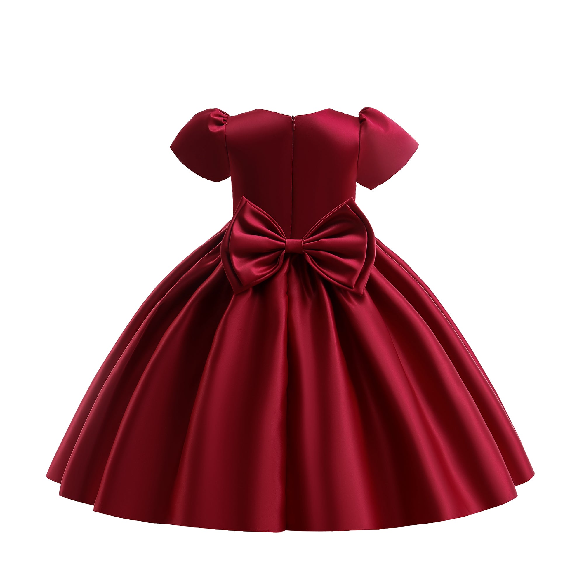 Girls Maroon Round Neck Fit & Flare Dress