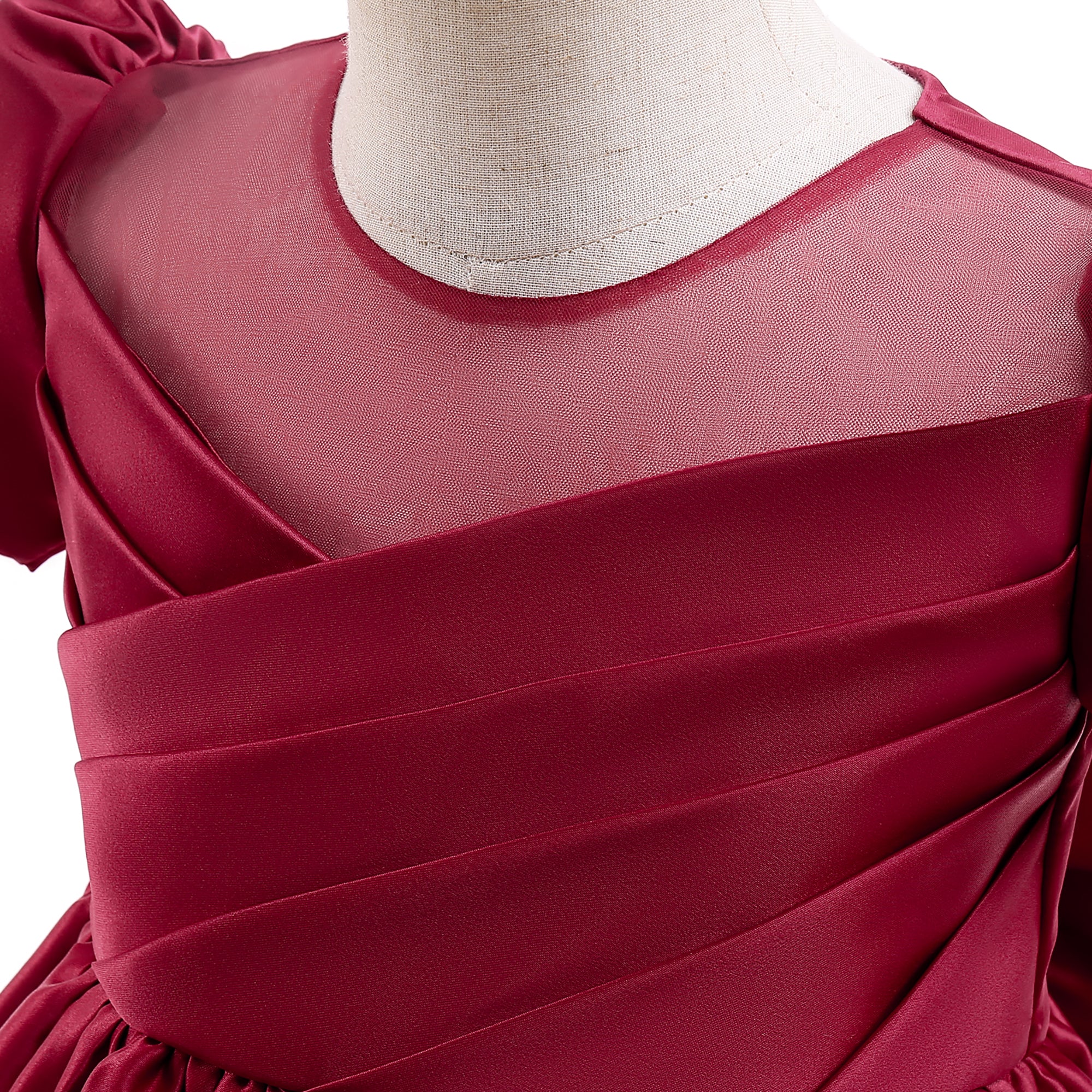 Girls Maroon Round Neck Fit & Flare Dress