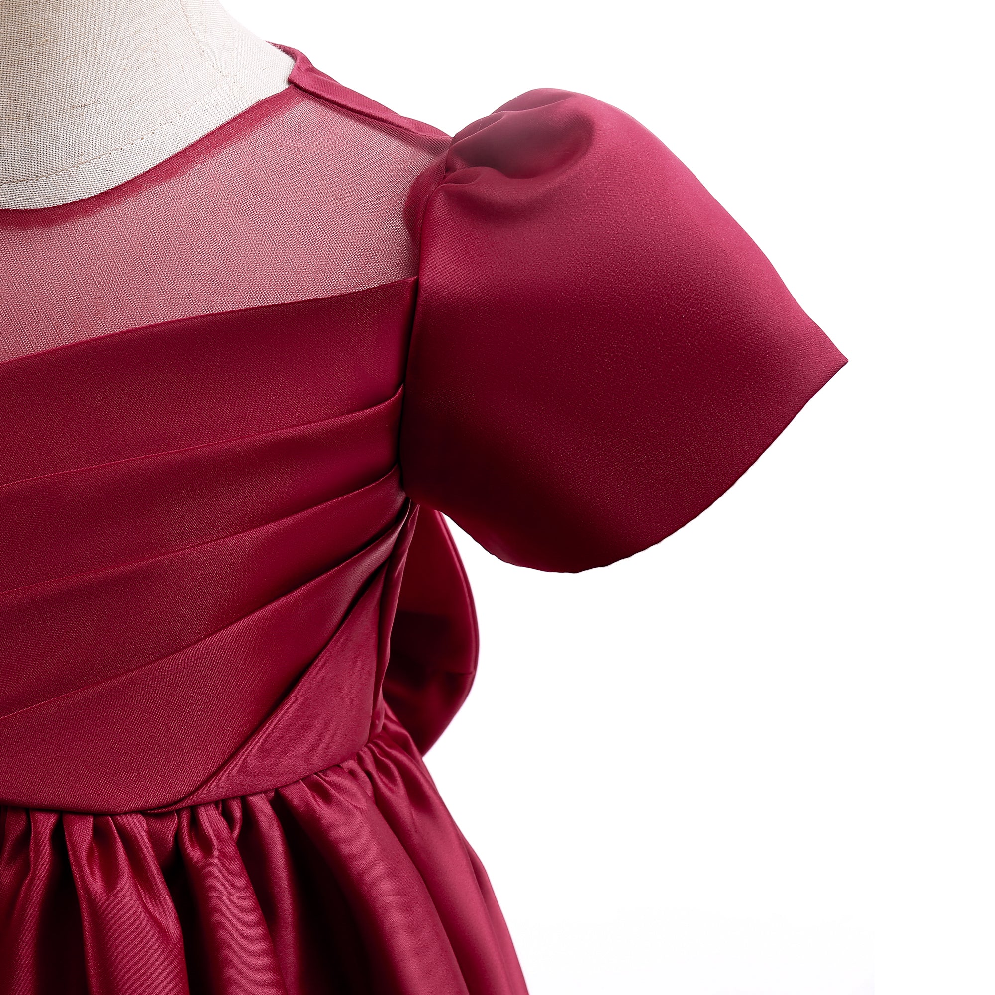 Girls Maroon Round Neck Fit & Flare Dress